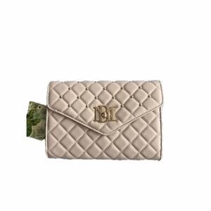 NWT New Badgley Mischka Beige Quilted Leather Crossbody Bag with Studs One Size